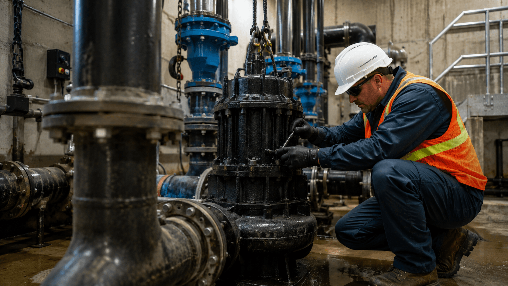Industrial process equipment and piping inside a treatment facility