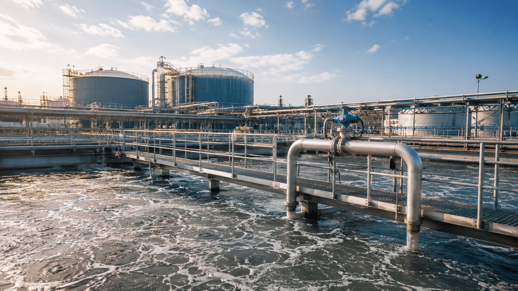Industrial wastewater process pipes and separator vessels